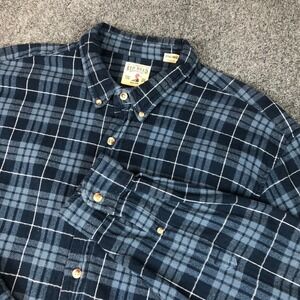 Red Head Brand Co Mens Plaid Flannel Button Up Shirt 3XL Tall Blue White